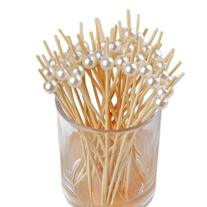 Beaded Fruit Sticks Bamboo Skewers With Pearl 100Pcs Disposable Cocktail Dessert Decoration - Product Image 5