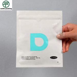 Pochette en papier kraft écologique à trois soudures latérales, imprimée en héliogravure, avec fermeture éclair, pour l'emballage de sous-vêtements de maternité, chaussettes et chaussures - Product Image 2