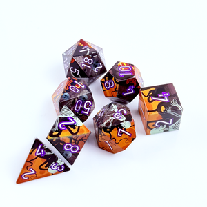 Ensemble de dés de jeu polyédriques <span class=keywords><strong>DND</strong></span> à bords tranchants en résine imprimée <span class=keywords><strong>squelette</strong></span> d'Halloween, personnalisé en usine, 7 pièces, accessoires de jeu de rôle de table - Product Image 3