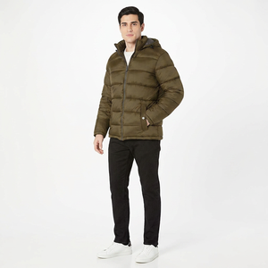 Veste d'hiver matelassée décontractée pour homme en gros OEM, toile imperméable personnalisée avec fermeture éclair - Product Image 1