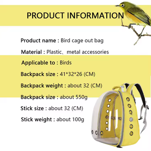 Toptan şeffaf kuş taşıyıcı sırt çantası nefes PC papağan çanta dahil olmak üzere küçük hayvanlar köpekler için evcil hayvan taşıyıcı fermuar - Product Image 6