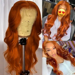 Ginger Red Orange HD Lace Front Wig , 99j Perruques de cheveux humains de couleur rouge pour femme noire, Perruque de couleur orange Lace Front Cheveux humains