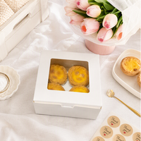 Boîte à cupcakes à fenêtre 4 compartiments en carton blanc avec insert transparent, support de présentation pour cupcakes, boîte à muffins, vente en gros