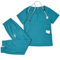 Ensembles de blouses professionnelles unies à fermeture éclair, en tissu Dobby acrylique, unisexe, pour hôpitaux, toilettage d'animaux et salons de beauté – Vente Flash