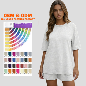 Ventes en gros de vêtements pour femmes, ensemble deux pièces streetwear d'été personnalisé, mode, nouveaux hauts, t-shirt oversize décontracté et ensemble de shorts - Product Image 1