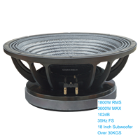 Subwoofer robuste de 18 pouces, 1800 W RMS, haute puissance, en fibre de carbone, bobine vocale de 5,5 pouces, aimant de 330 mm, pour audio professionnel 18135-012