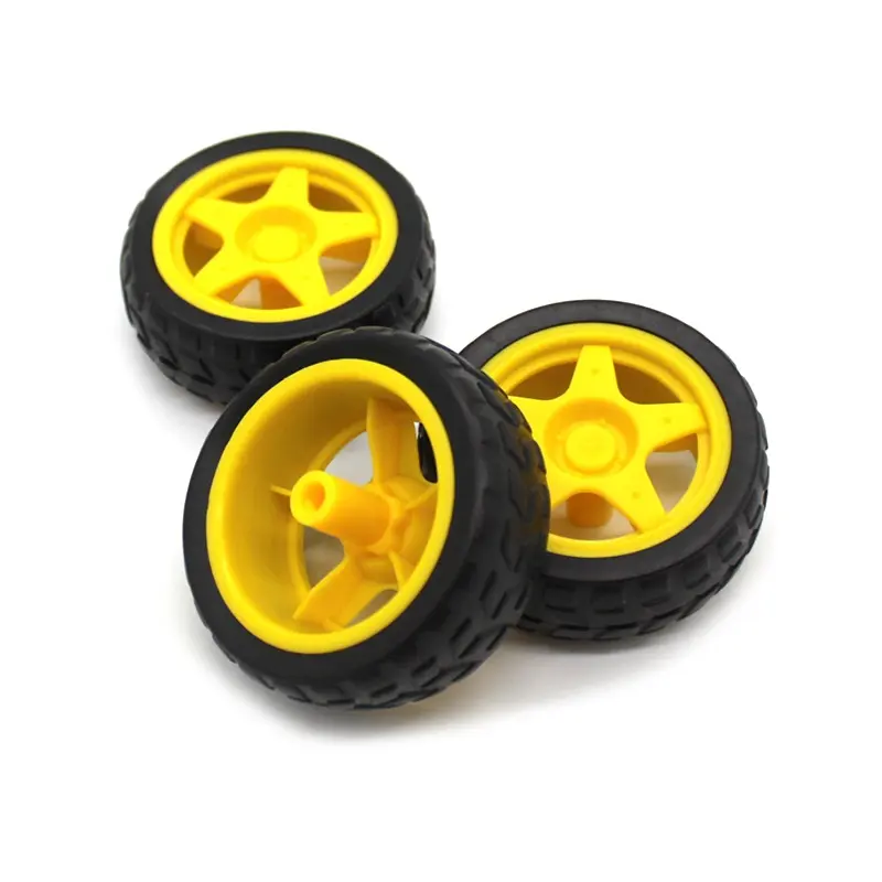 TT Motor Tires Wheels 65mm Tyres Yellow/Black Spare Part For DIY Remote Control Robot Small Car Model