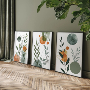 Conjunto de Impresiones en Lienzo de Acuarela Botánica Enmarcadas, Arte de Pared con Flores y Hojas de Estilo Nórdico Boho para Decoración de Paredes del Hogar - Product Image 3