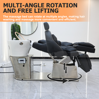 Fauteuil de lavage multifonctionnel inclinable pour salon de coiffure, avec bac en céramique et fonction spa rotative pour la tête