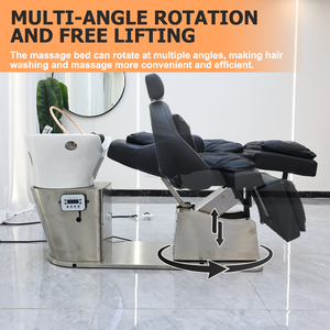 Sillón Reclinable Multifuncional para Salón de Belleza, Silla Giratoria para Lavado de Cabeza con Lavabo de Cerámica - Product Image 4
