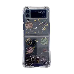 Customize Glitter Space/Star/Moon design phone case for Samsung Z flip 3