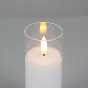 مجموعة من 3 شموع <span class=keywords><strong>LED</strong></span> كهربائية عديمة اللهب وميض، تعمل بالبطارية، زجاج أبيض، شمع على شكل عمود، للديكور المنزلي، مع تأثير لهب حقيقي ثلاثي الأبعاد - Product Image 6