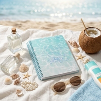Carnet à spirale YPS Ocean Wave Shell Print, couverture rigide, 100 feuilles, journal étudiant, impression personnalisée, cadeau pour le bureau ou l'école