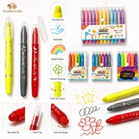 Crayons de peinture à l'huile lavables et solubles dans l'eau pour enfants, couleurs régulières/néon/pailletées/macaron, non tachants, effet soyeux, en forme de bâton, ensemble de crayons torsadés