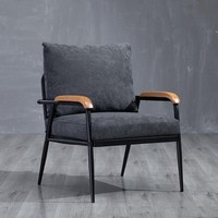 Fauteuils d'appoint modernes du milieu du siècle, confortables, rembourrés, avec accoudoirs en bois et structure en métal, pour petit salon