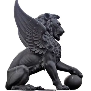 Außen antiken bronze big sitzen winged lion statue für heißen verkauf