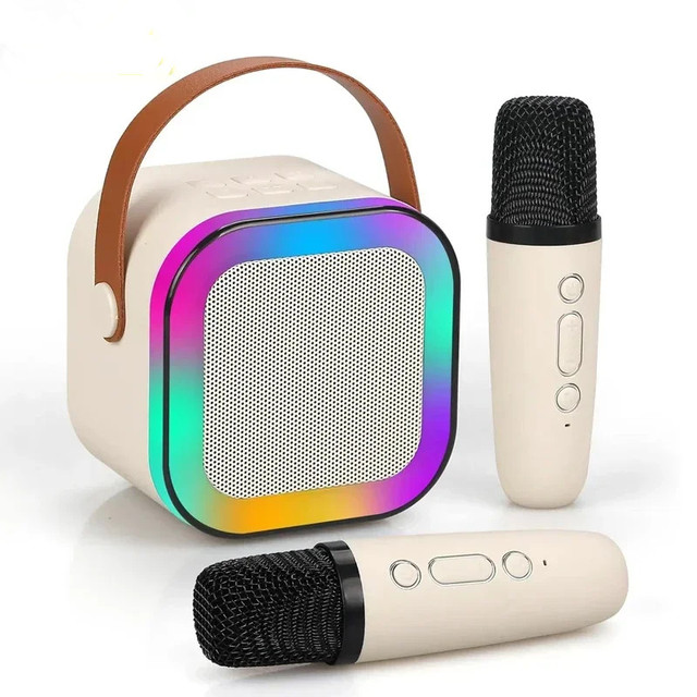 K12 Karaoke Machine Kids Adults Mini Portable Karaoke Speaker With 2 Wireless Microphones Birthday Speaker System Gift