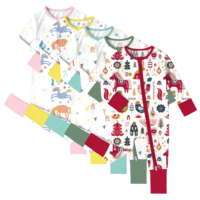 Combinaison pour garçon, motif dinosaure, rayures rouges, combinaison bébé à manches longues, fermeture éclair, pyjama pour nourrisson, vêtements de nuit en bambou
