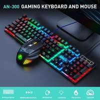 Set Keyboard dan Mouse dengan Nuansa Mekanis untuk Komputer Desktop dan Laptop Gaming Versi Berkabel