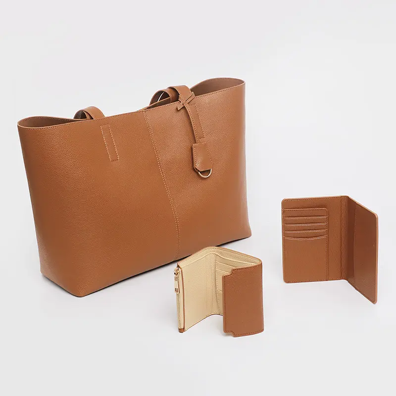 women cheap soft genuine leather handbag tote bags with custom printed logo