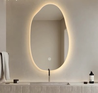 Miroir de salle de bain LED sans cadre, rétroéclairé, anti-buée, design moderne, mural, avec interrupteur tactile pour chambre et salon
