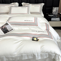 Ensemble de literie de style hôtel de luxe, 100% Lyocell, 4 pièces, broderie élégante, housse de couette respirante et fraîche, ensemble de draps