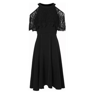 Fábrica Nova Moda Lace Halter Pescoço <span class=keywords><strong>Prom</strong></span> Roupas Femininas Vestido Preto Mulheres Vestidos De Festa De Noite - Product Image 3