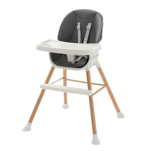 2022 new Multi-functional wood 5 in 1 baby dining chair wooden baby high chair for toddlers