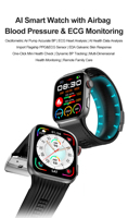 Bracelet intelligent S105 avec écran AMOLED de 1,95 pouces, ECG, HRV, SOS, fonction électrique cutanée, pompe à air, suivi de la fréquence cardiaque, soins à distance, montre connectée