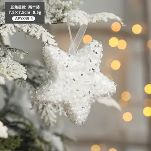 Ornements de sapin de Noël en mousse Décorations de fête de Noël Cadeaux pour enfants Pendentif de Noël pentagramme blanc