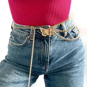 โซ่คล้องตัวแฟชั่นโซ่เงินผีเสื้อมีพู่ห้อยเอวหลายรอบเครื่องประดับงานปาร์ตี้โลหะผสมสังกะสี - Product Image 2