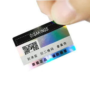 Baskı güvenlik etiketi siyah seri numarası su geçirmez qr kod etiket hologram etiket