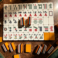 Jeu de Mahjong Américain en Acrylique Rayé Multi-couches, Pliable et Portable, Tuiles de Mahjong Robustes, Jeu de Table Classique pour Joueurs de Mahjong