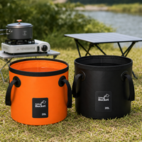 Sac seau pliable en PVC imperméable de couleur unie personnalisé, seau avec poignées en sangle pour le camping et le lavage de voiture