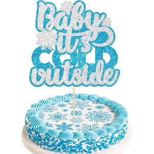 1 Pieza Decoración para Pastel 'Baby It's Cold Outside' con Brillantina y Copo de Nieve para Baby Shower de Invierno, Fiesta de Cumpleaños Infantil - Product Image 1