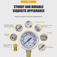 Polished Stainless Steel Protective Bezel Pressure Gauge Solid Brass Bottom Thread Connector Pressure Gauge