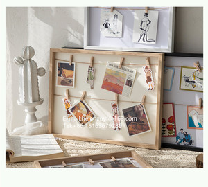 Cadre <span class=keywords><strong>photo</strong></span> collage écologique en <span class=keywords><strong>verre</strong></span> transparent et bois pour l'affichage de photos 5x7 avec <span class=keywords><strong>impression</strong></span> sérigraphique, 8 épingles en bois, clips - Product Image 4