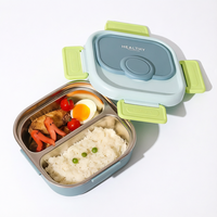 Boîte à lunch bento en acier inoxydable pour enfants de 1000 ml, sans BPA, compartiments divisés avec cuillère pour le stockage des aliments des élèves