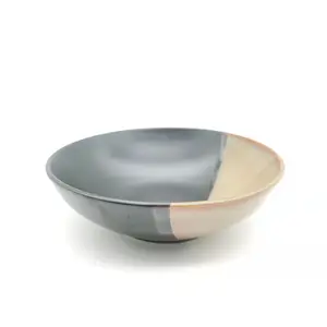 Mangkuk sup lapisan hitam microwave mangkuk wastafel murah porselen mangkuk hitam pedesaan keramik multiwarna aman untuk Afrika