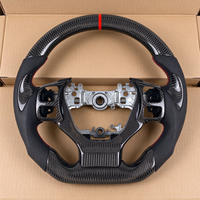 Volant personnalisé en fibre de carbone avec cuir perforé, surpiqûres rouges et marqueur supérieur rouge pour Lexus RX NX GX IS ES GS LS LX