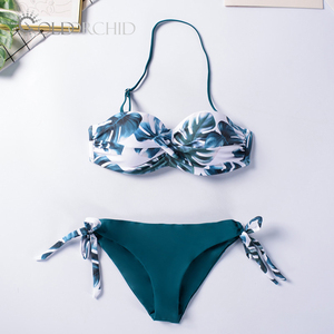Ensemble de vêtements de plage <span class=keywords><strong>2</strong></span> pièces pour femmes comprenant un <span class=keywords><strong>maillot</strong></span> de bain push-up avec motif imprimé, décolleté épaules dénudées, respirant et écologique - Product Image 5