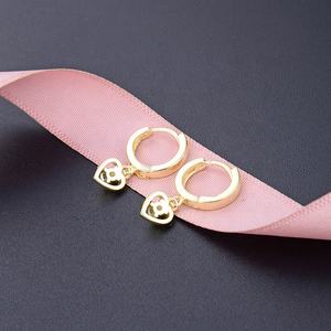 Pendientes de aro de oro rosa de moda <span class=keywords><strong>POLIVA</strong></span> para mujer, Aretes de Plata de Ley 925 con piedra de Zirconia en forma de corazón, joyería de moda - Product Image 5