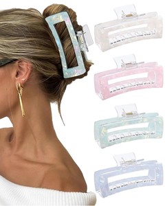 Fermagli per Capelli in Acrilico Semplici Rettangolari a Doppio Braccio con Molla 8cm per Uso Quotidiano - Product Image 1