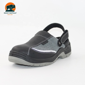Pantofole di Sicurezza Rocky Buffalo, Calzature <span class=keywords><strong>da</strong></span> <span class=keywords><strong>Lavoro</strong></span> Antiscivolo di Alta Qualità, Tomaia in Pelle Nera Goffrata, Fodera in Rete - Product Image 1