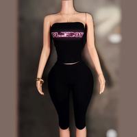 PEEQI Set Pakaian Wanita Musim Panas Terkenal, Atasan Tank Top Tanpa Lengan dan Legging Capri, Set 2 Potong Kasual, Streetwear Wanita