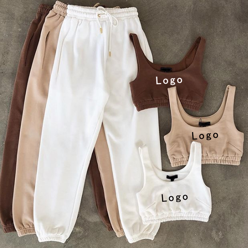 Neuankömmlinge 2022 Sommer Trend Jogger Outfits passende Sets Anzüge Set für Frauen Kleidung Ernte zwei Stück 2 Stück Set Frauen