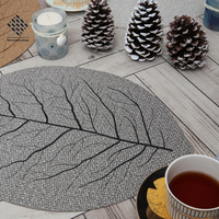Meilleur design de set de table en cuir vinyle imitation broderie feuille, pour cuisine et table
