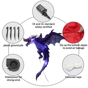 1.9M <b>Halloween</b> <b>Inflatable</b> Dinosaur Knight Hanging Flying Dragon With LED Lights American Style Outdoor Yard Decor - Product Image 4
