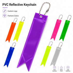 Wholesale Reflective <b>Strip</b> Keychain Custom Logo <b>PVC</b> High Visibility Night Walking Safety Keyring Bulk Promotional Gift - Product Image 1