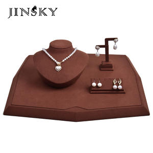 Jinsky New Fashion Custom Metal Jewellery Window Display Stand <b>Ring</b> Earrings Bracelet <b>Necklace</b> Watch Jewelry Display Set - Product Image 1
